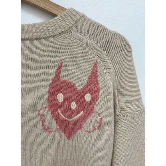 Zadig & Voltaire Markus Cashmere Heart Devil Designer Crew Neck Sweater Medium - Picture 5 of 14